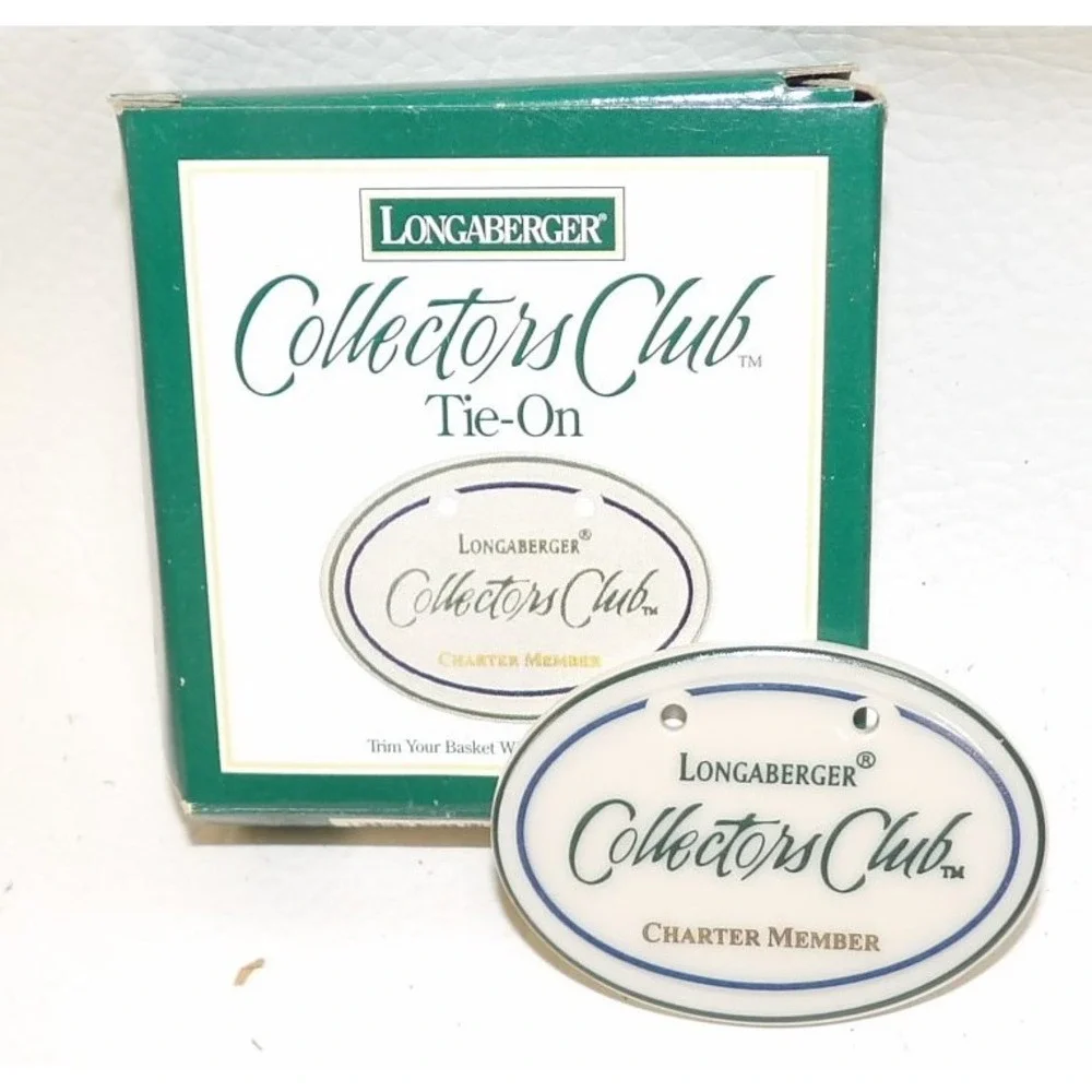 Longaberger Collectors Club Charter Member Tie-On Ceramic Basket Tag with Box